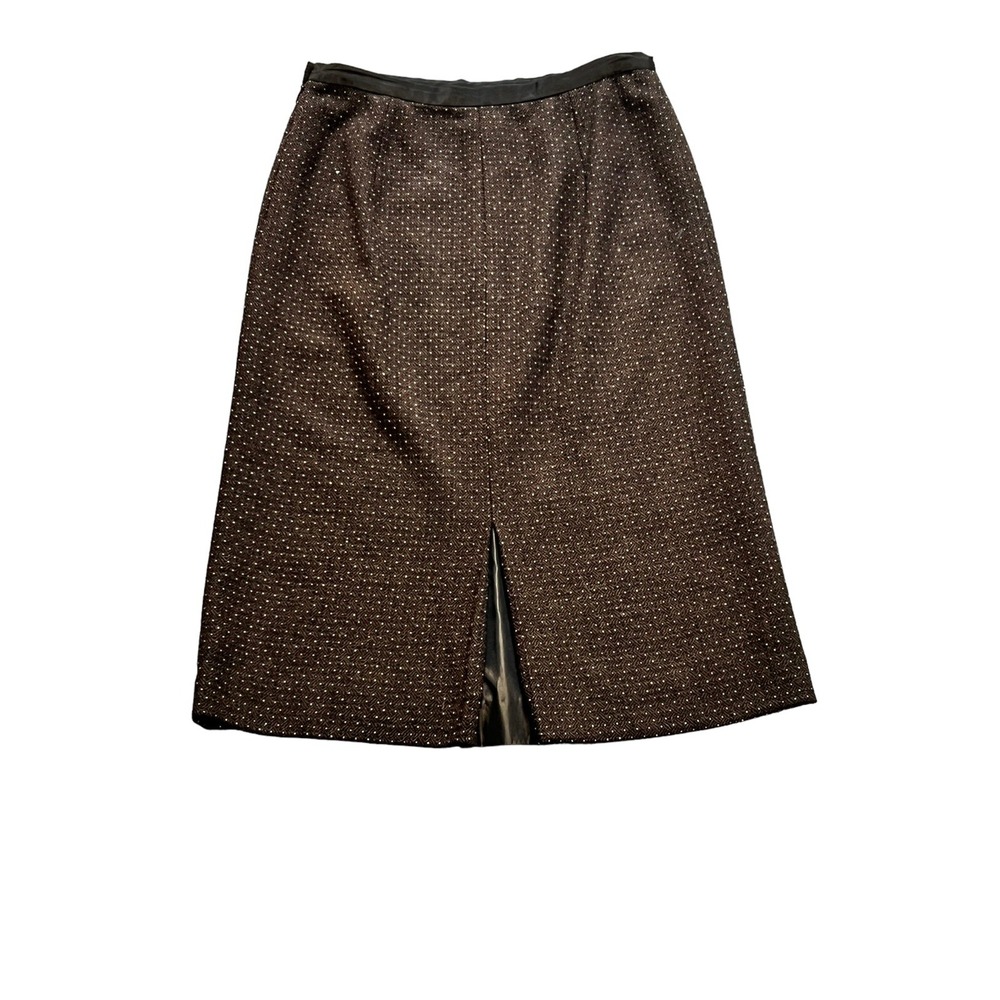ETRO MILANO BROWN POLKA DOT WOOL STRAIGHT MIDI SKIRT SZ 40 2/4 - Picture 12 of 13